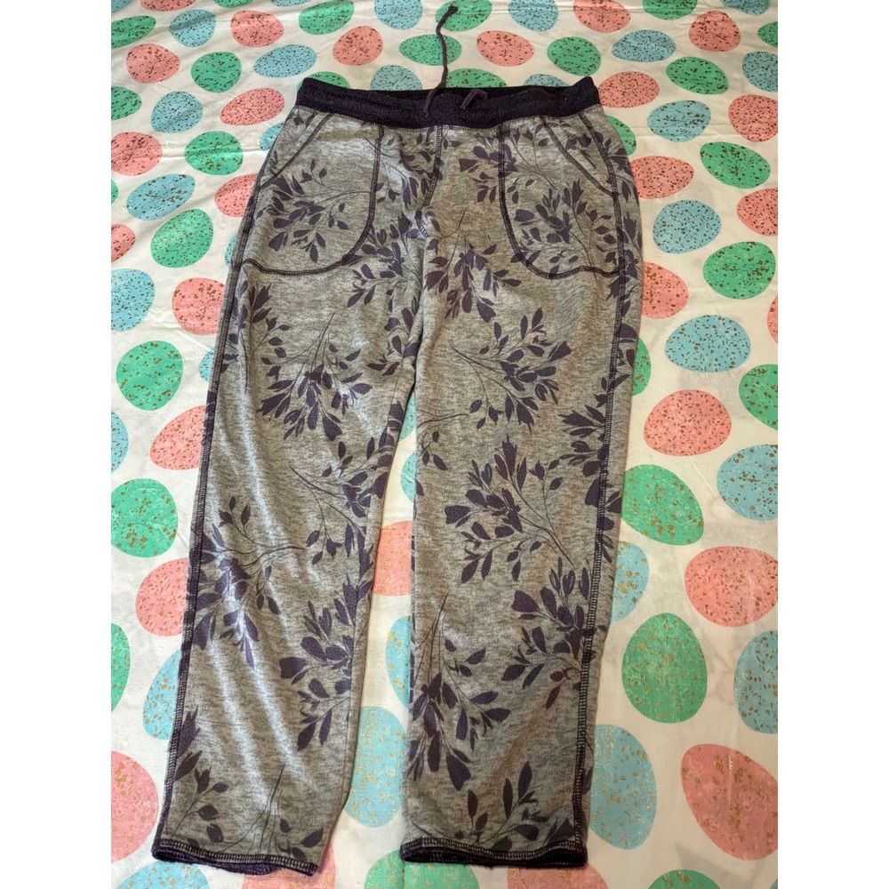 Live Love Lounge Karen Neuburger Gray‎ Purple Floral Jogger Pajama Pants Small
